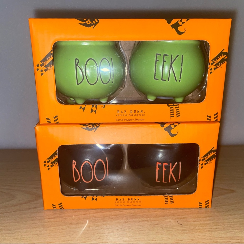 Rae Dunn BOO & EEK Cauldron Salt & Pepper Shaker Sets - Picture 4 of 6